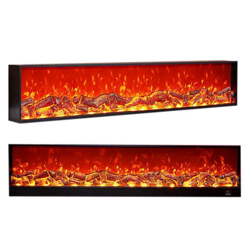 Customized Built-In Stainless Steel Electric Fireplace Heater with Adjustable Thermostat English Operation for Home & Hotel Use