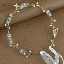 Wedding Silk Ribbon Headband Pearl Butterfly Headbands Bride Wedding Hair Jewelry Accessories Bride Headpiece Tiara Hairbands