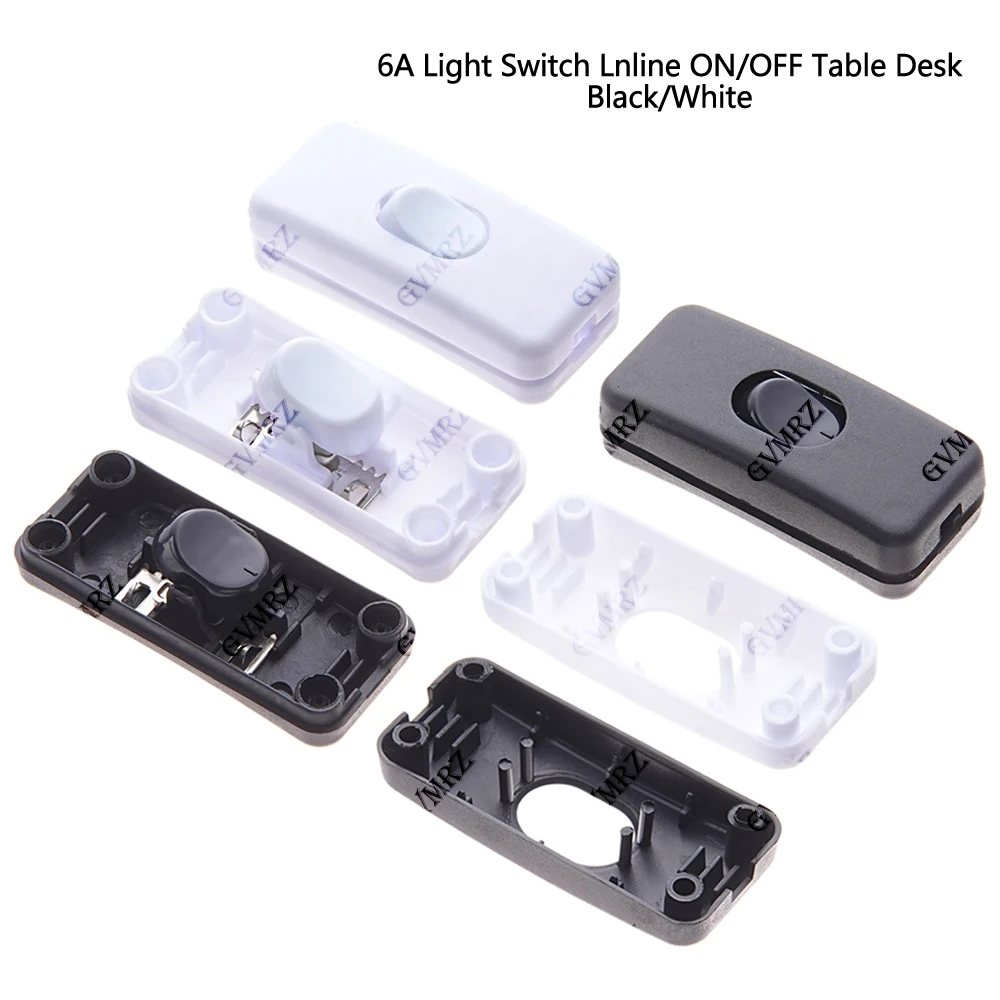 2PCS  AC 0-250V 6A Light Switch Lnline ON/OFF Table Desk Lamp Cord Cable Toggle Rocker Switches Control For LED Lighting