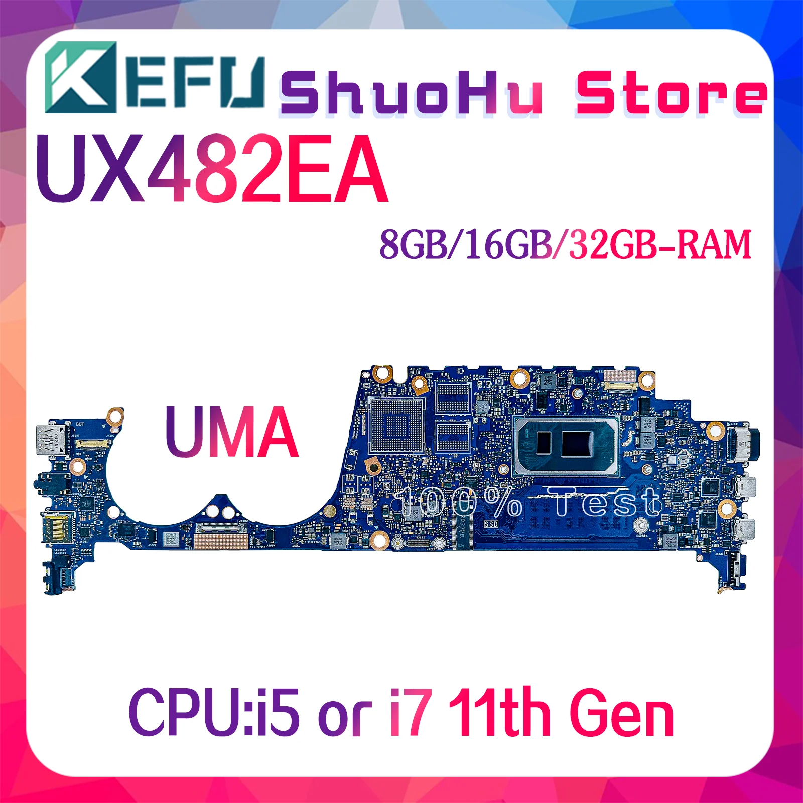 UX482EG Mainboard For ASUS UX482EA UX482EGR UX482EAR UX482E BE482E BX482E Laptop Motherboard i5 i7 11th Gen RAM-8G/16G/32G