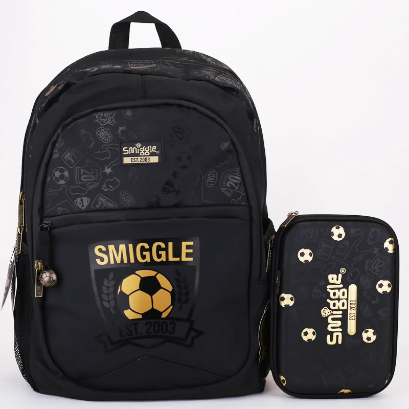 

Smiggle Australia Backpack Primary School Waterproof Large Capacity Ultra-light Load Reduction Double Shoulder Gold Football Bag