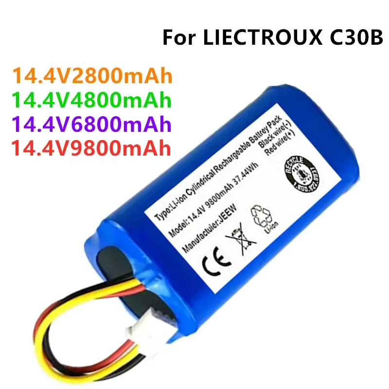 

(For C30B) 14.4v 9800mAh 100% New Original Battery for LIECTROUX C30B Robot Vacuum Cleaner 6800mAh Lithium Cell 1 Part/package