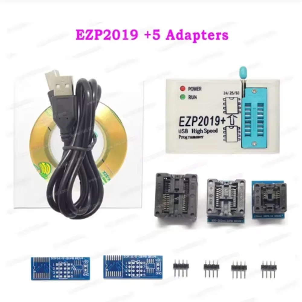 EZP2019+ Programator USB SPI + 12 adapterów Obsługuje 24 25 93 EEPROM 25 Flash Bios Chip Win7 i 8 lepszy niż EZP2013 EZP2010