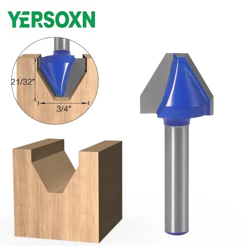 

1Pc 60 Degree 1/4″ Shank V-style Woodworking Tenon Milling Cutter Tool Multifunction Drilling Milling for Wood Carbide Alloy