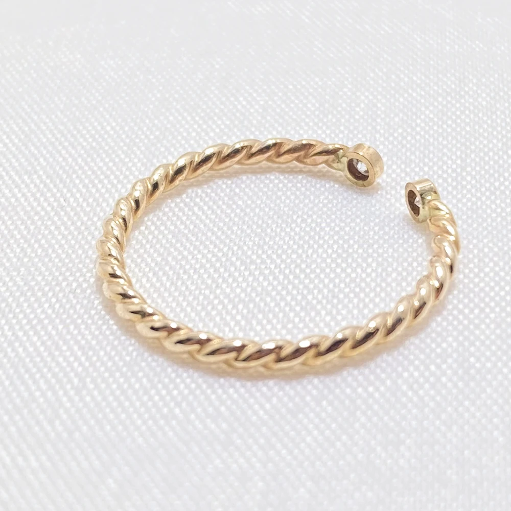 

Rings 14K Gold Filled Handmade Dainty Twisted Moissanite Open Ring Dainty Minimalist Layering Jewelry for Women Party Daily Gift