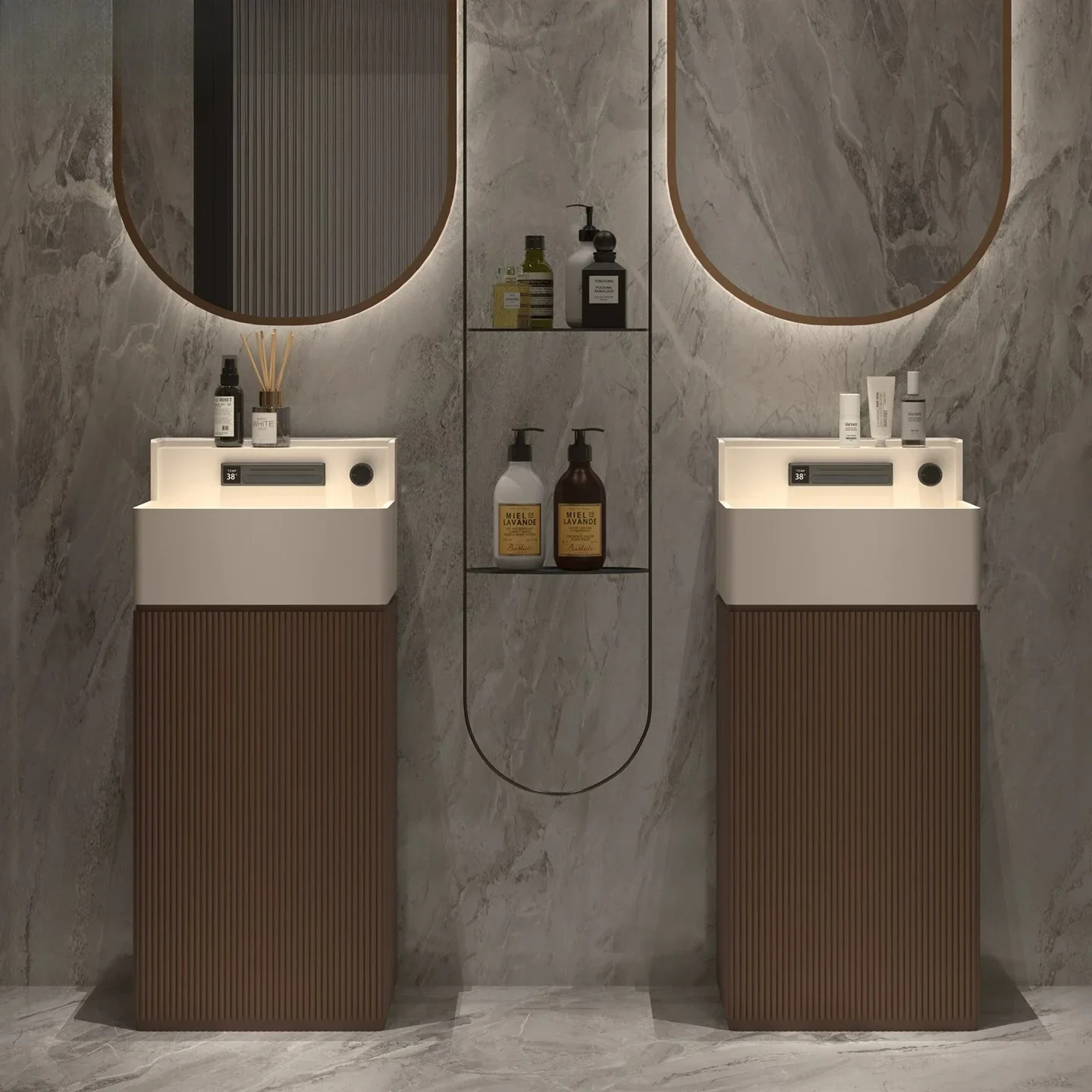 xx-Medieval Art Wash Basin, Advanced End Bathroom, Integrated Floor-to-ceiling Face Wash Table, Designer Square Column Basin