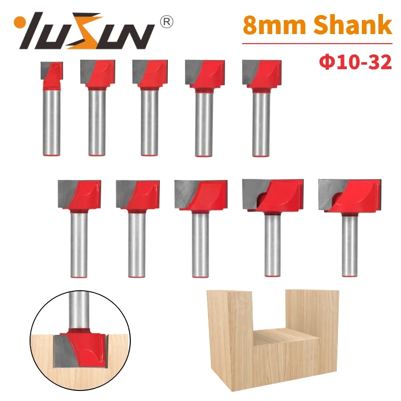 

YUSUN 8MM Shank Cleaning Bottom Bit Router Bit CNC Carbide Cutter Woodworking Milling Cutter For Wood Bit Face Mill Tools