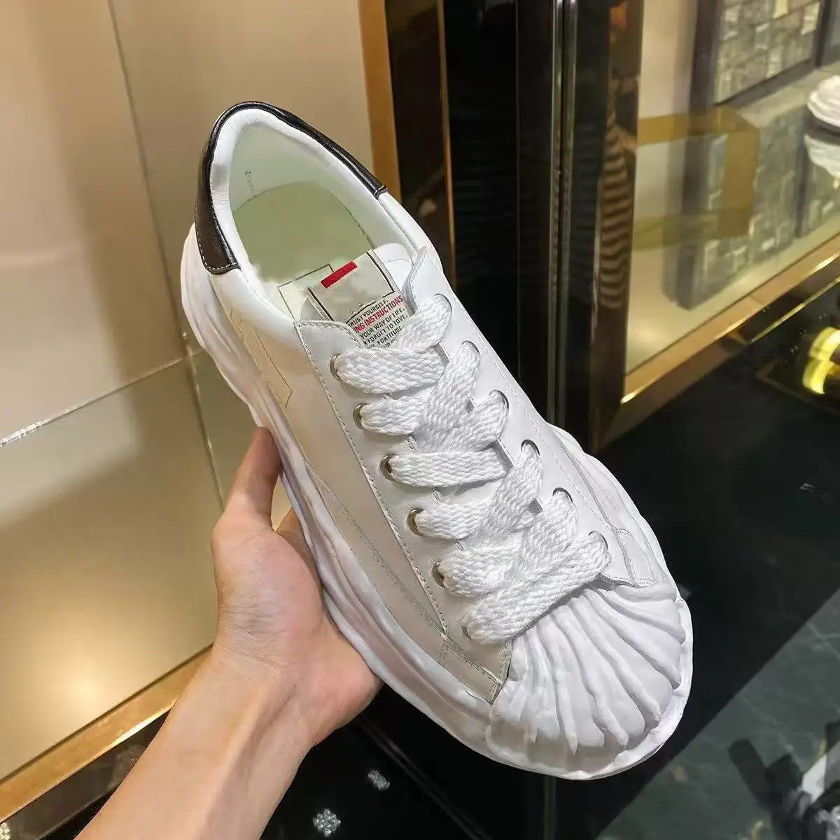Designer Brand Original Dissolved Shoes Men's Shell Head 2026 New Thick Bottom Dad Shoes Casual White Shoes Women