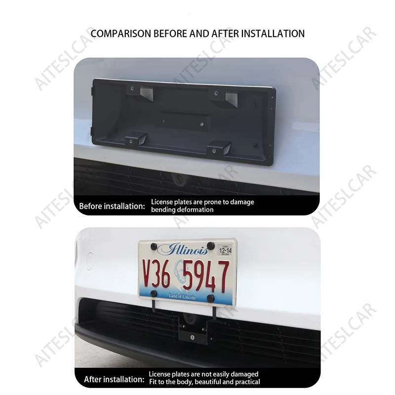 

Front License Plate Frame For Tesla Model Y Juniper 2025 License Plate Holder with Lock No Drilling Mounting Kit Car Accessories