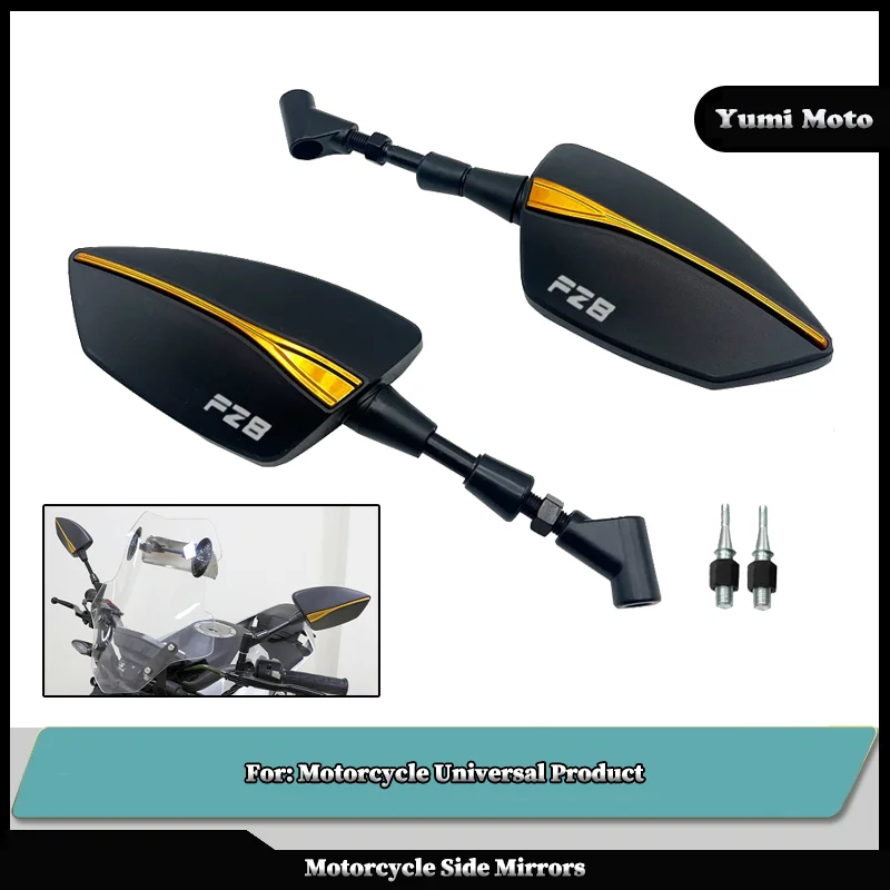 

For YAMAHA FZ8 N/S FZ8N FZ8S FAZER S2 2008-2025 2024 2023 2022 2021 2020 Motorcycle Adjustabale Side Rearview Mirrors Universal