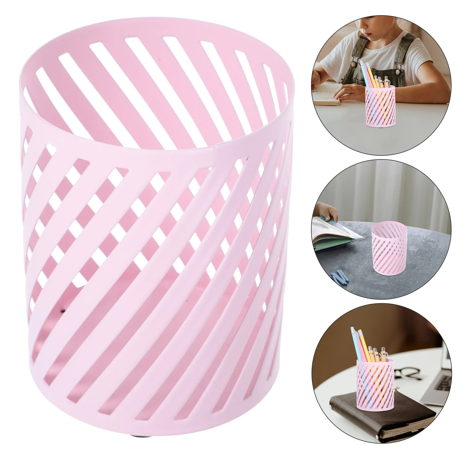 

Metal Round Pen Holder Pencil Cup Organizer Iron Art Diagonal Design Modern Office Desk Supplies Organizer Modern Pencil Holder