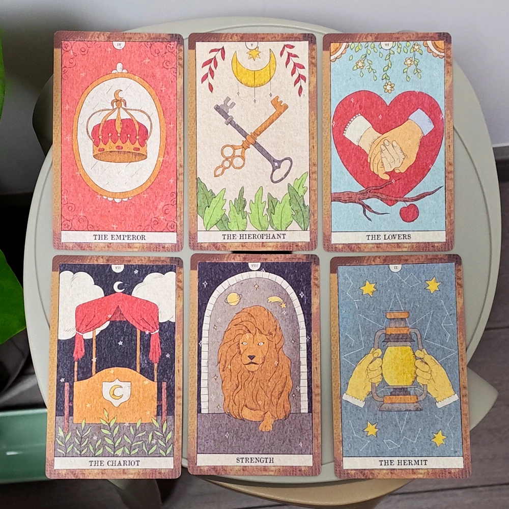 Moon Magic Tarot Deck 78 Pcs Unique Tarot Cards 12*7cm In Vintage Style Printed on 350GSM Double-embossed Cardstock