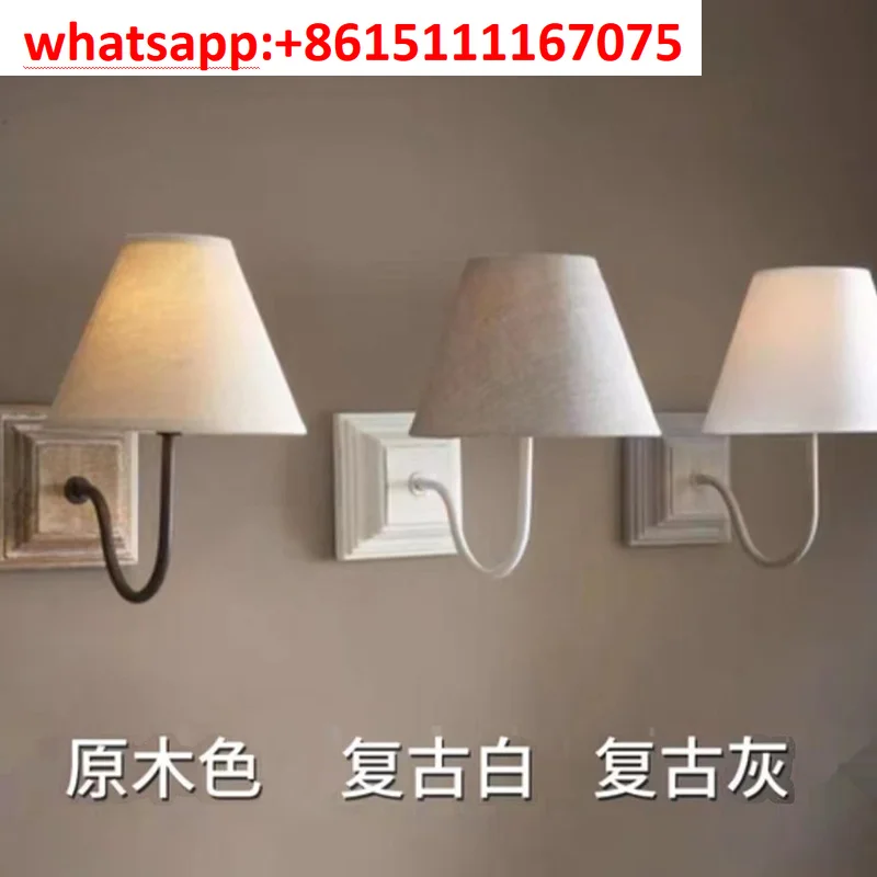 Simple Vintage Solid Wood Wall Lamp, American Country Style Warm Ambient Light, Indoor Decorative Bedside Wall Mount Lighting