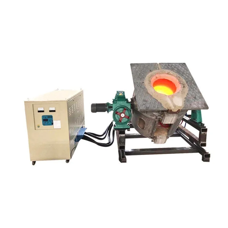 Intermediate Frequency Metal Electric Tilting Induction Furnace, Gold, Silver, Copper, Aluminum Melting Furnace