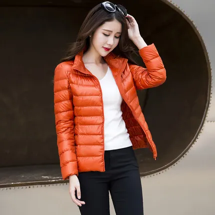 Light Duck Down Puffer Coat Women 2022 Autumn Coats Warm Duck Down Female Casual Jacket Stand Collar Pocket Lady Slim Jacket