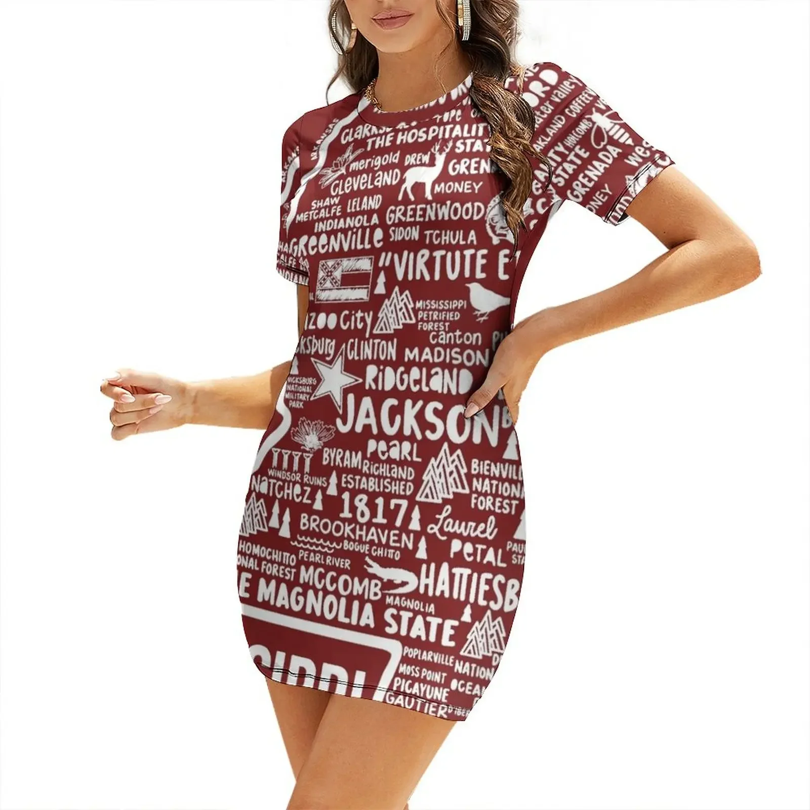 

Mississippi Map Short-Sleeved Dress Womens dresses Summer skirt dresses ladies 2025 summer Dress