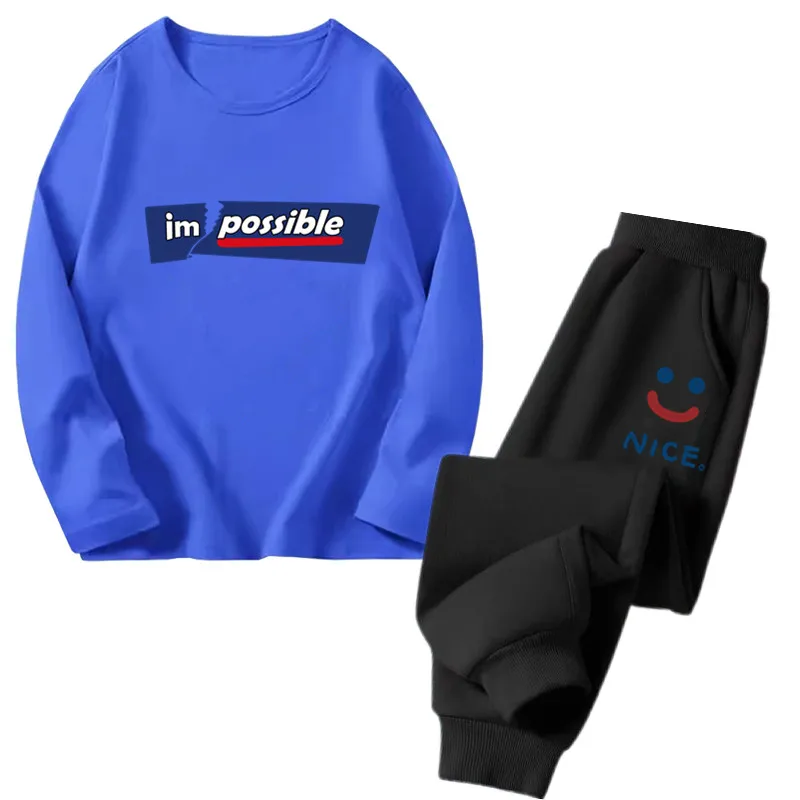 Jungen lustige Brief druck Kleidung Set Frühling Herbst Baumwolle Langarm T-Shirt Top Hose Outfit Jungen Mode Trainings anzüge