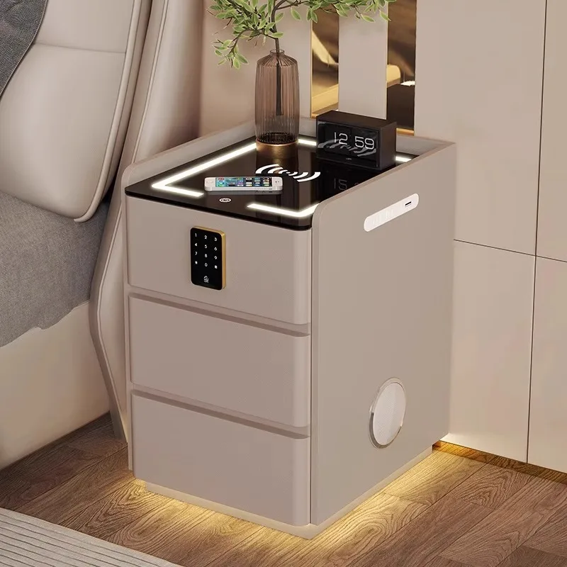 *night stands comfortable with drawers Bedroom password lock intelligent wireless charging multifunctional speaker bedside table