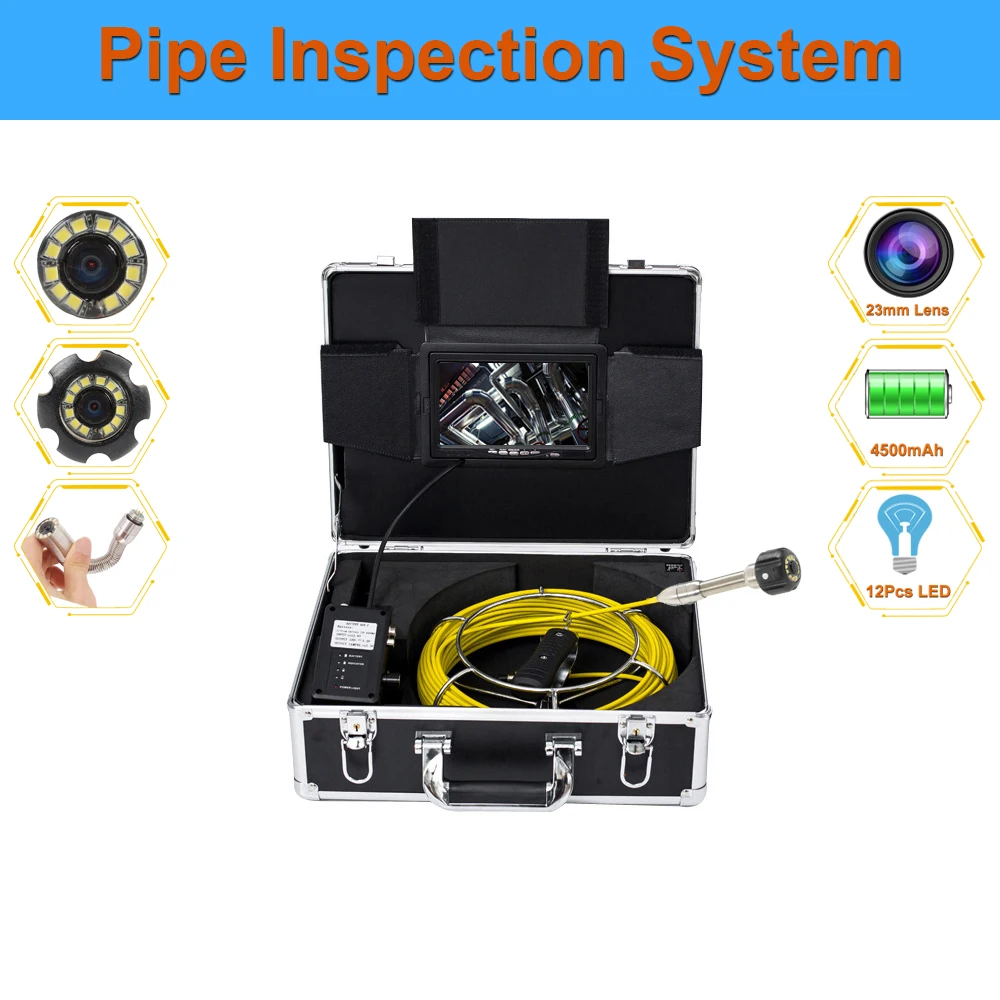 20M Snake Drain Sewer Industrial Endoscope System 7