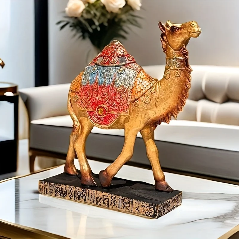 UAE 砂漠の黄金のラクダ樹脂工芸品 - サウジアラビア観光土産、手描きのオフィス装飾動物ホリデーギフト