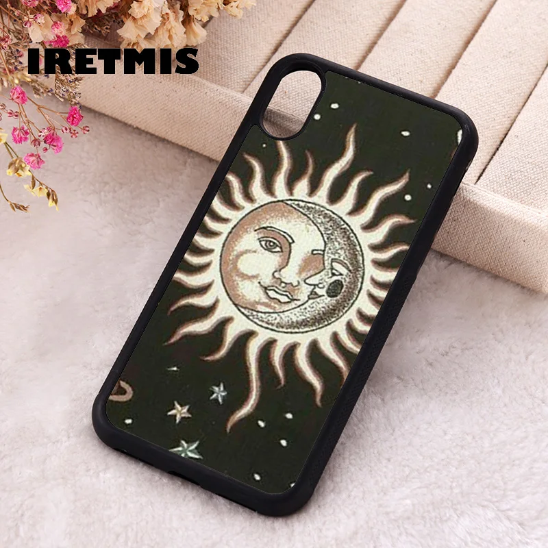 Iretmis 5 5S SE 2020 phone cover cases for iphone 6 6S 7 8 Plus X Xs Max XR 11 12 13 MINI 14 Pro Soft Crescent Moon Sun Face