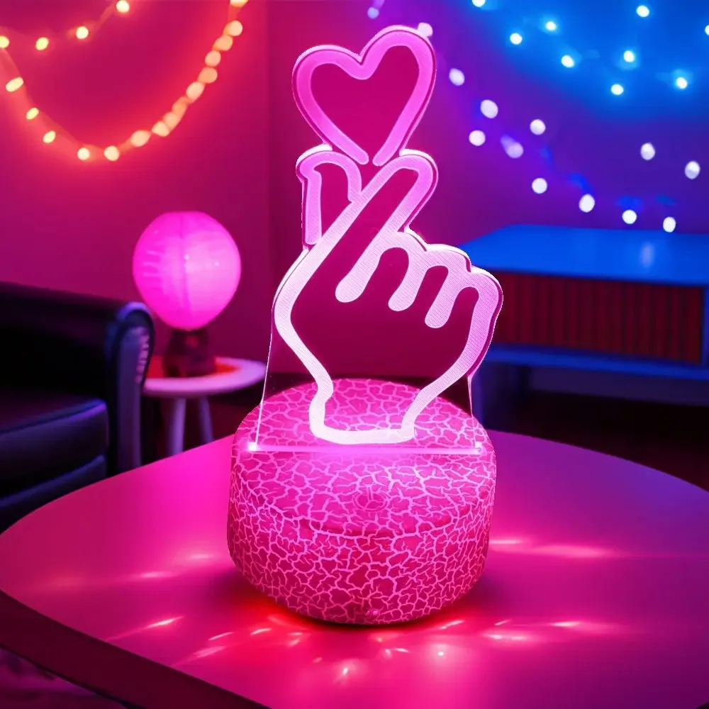 

3D Lamp illusion LED Night Light Gift for Creative Girlfriend 16 Colors Changing Bedroom Desk Lamps romantic Night Love Gifts