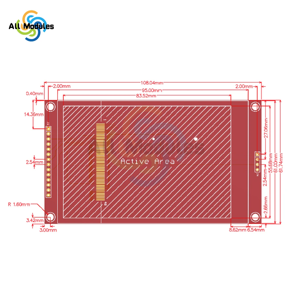 Imagem -03 - Módulo de Tela de Exibição do Módulo Lcd de Polegadas Spi Serial Módulo de Tela de Toque 480*320 Tft Módulo de Exibição St7796s Ili9488 Fios Spi 4.