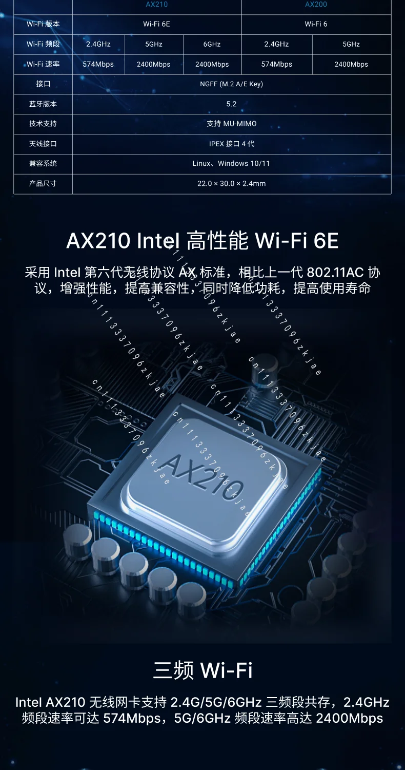 AX210 WiFi6E & Bluetooth 5.2 5B/5A/5ITX/5T/3A/3B for