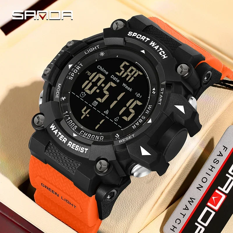 

SANDA новые модные мужские водонепроницаемые часы светодиодный электронный ночник аналоговый цифровой будильник обратного отсчета студенческие спортивные часы