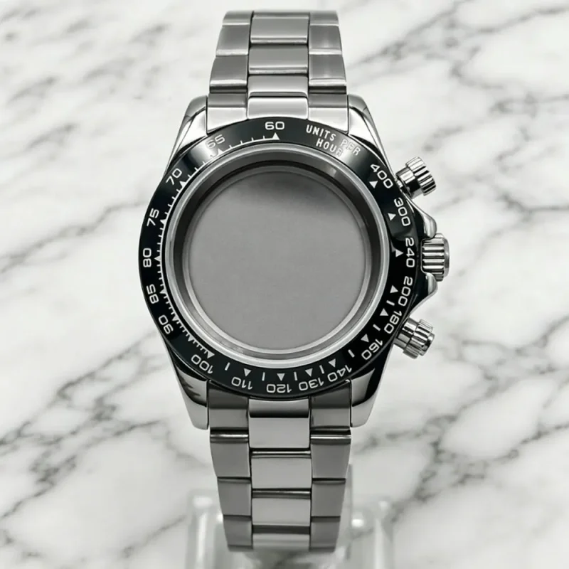 39mm watch case sapphire glass 904L polished middle strap 5Bar waterproof high-quality ceramic bezel suitable for VK63