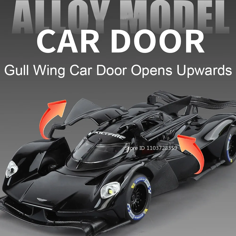 1:24 Valkyrie LP770-4 Supercar-Spielzeugmodelle, Legierung, Druckguss, Ton, Licht, Türen, geöffnet, zurückziehbare Simulationsfahrzeuge für Kindergeschenke