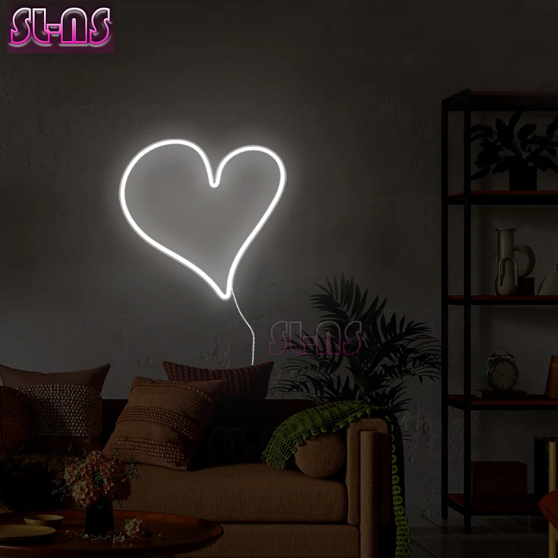 Custom Wedding Classic Heart Neon Light Sign Handmade Custom Heart-Shaped Bedroom Decor Neon Sign Love Led Wall Decor Neon Sign