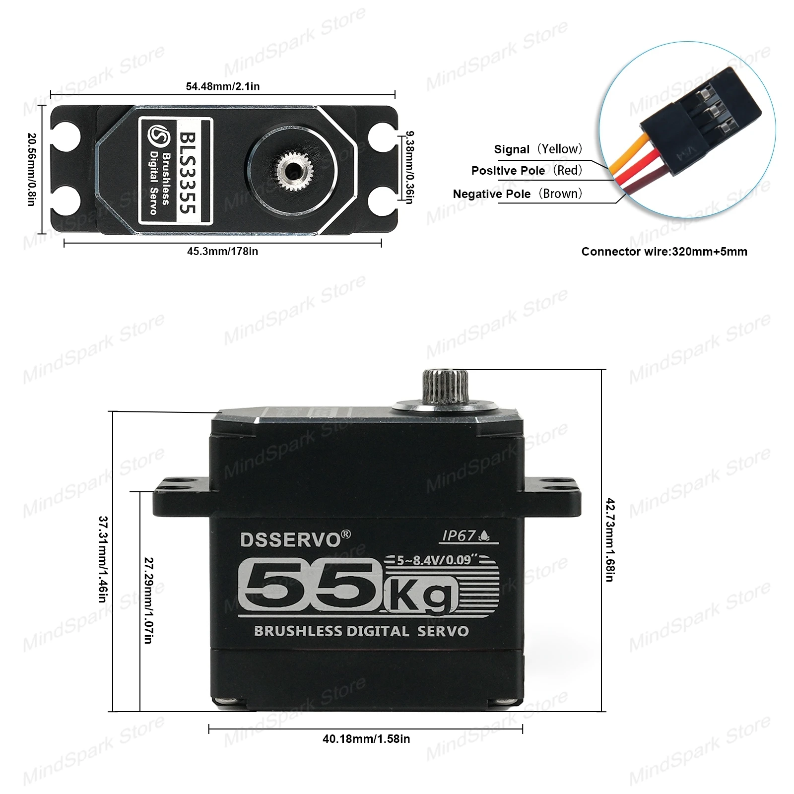 55KG Digital Servo Full Metal Gear Brushless Motor 180/270 Degree Torque Brushless Waterproof for RC Car Robot Boat DIY Parts