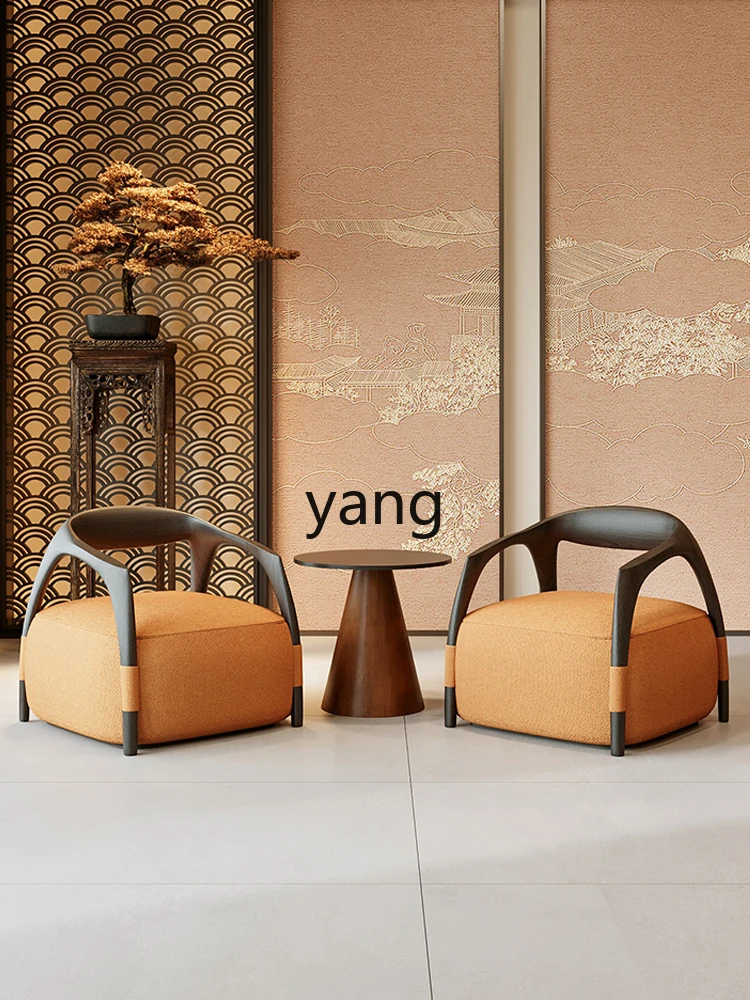 TGF الصينية الجديدة المقهى كرسي الترفيه Guofeng Zen فندق فيلا منطقة الراحة طاولة الاستقبال والكراسي #2