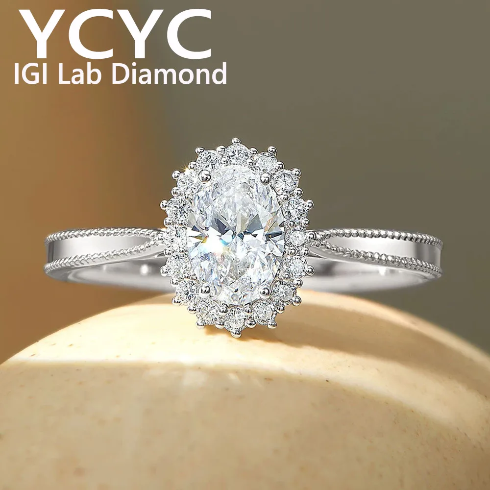 Solid 18K White Gold  IGI Lab Grown Diamond Ring  1 2 3 4 5Ct DE VS1 Wedding & Engagement Ring Gift Party