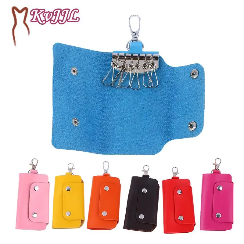 Leather Keychain Storage Bag Men Women Key Holder Organizer Pouch Cow Split Car Key Wallet Housekeeper Key Case Mini Card Bag