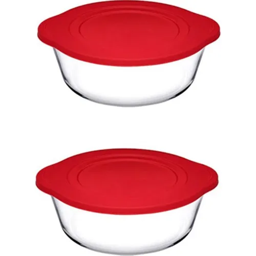 Pasabahce 2 Pcs 59001 Round shape Pyrex Cooking Pot 2100 cc