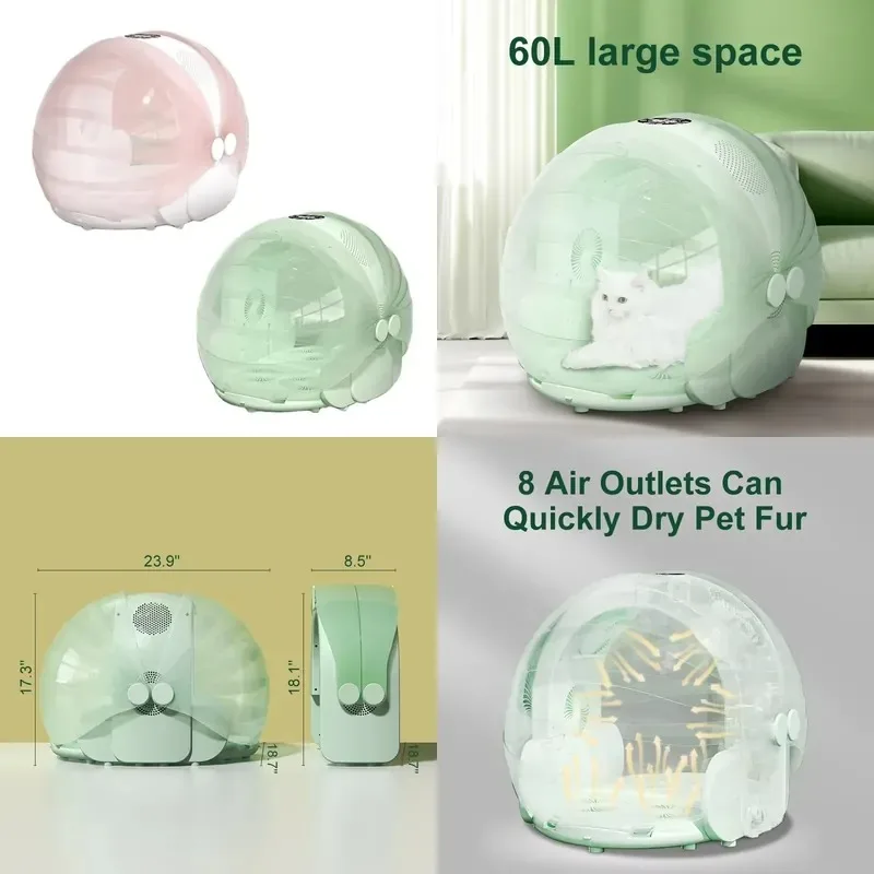 2024 High Quality Large Pet Automatic Grooming Hair Dryer Case Low Noise Suitable for Cats
