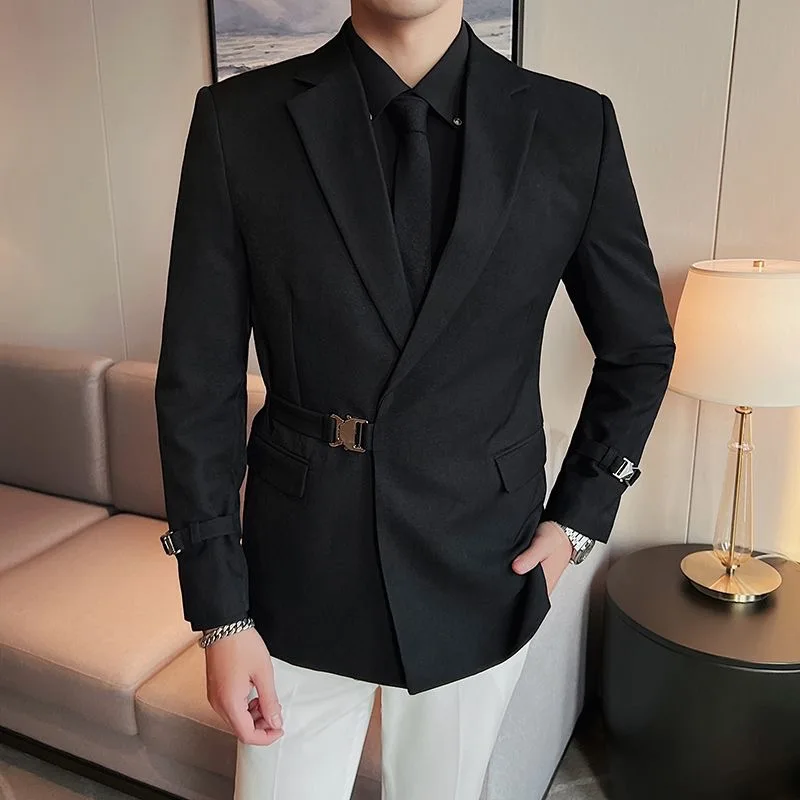 

212 Men's black suit jacket spring and autumn slim Korean suit groom dress