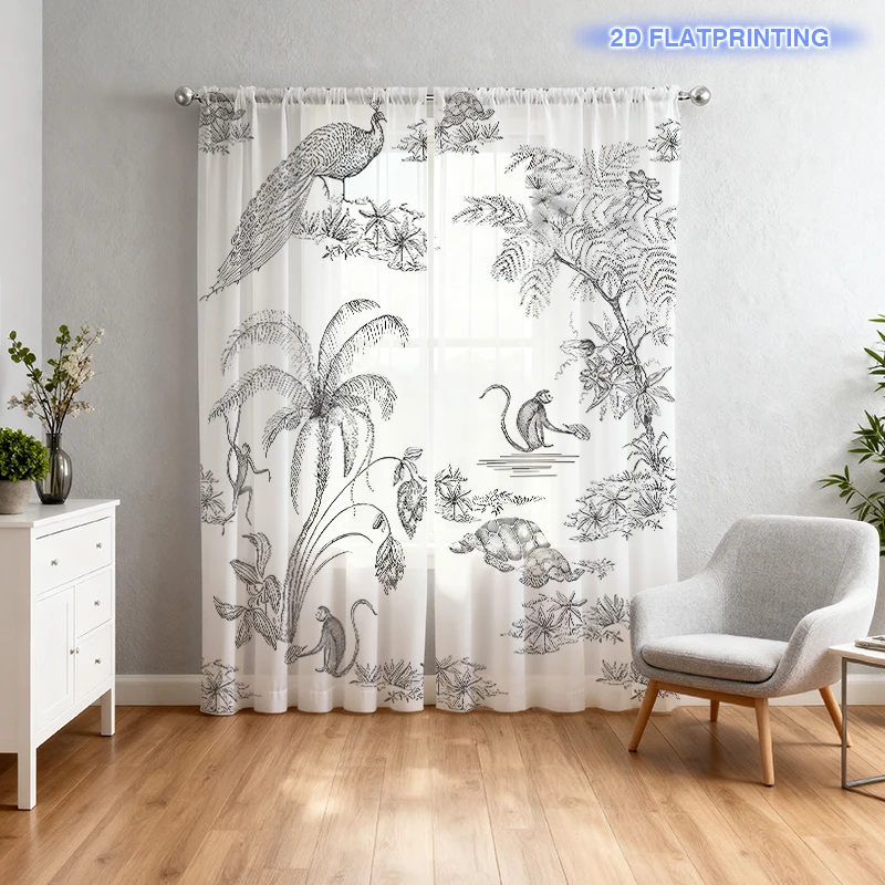 2pcs Rainforest Creatures Window Screens for Christmas Decorations, K-pop, New Year Gifts, Wall Art