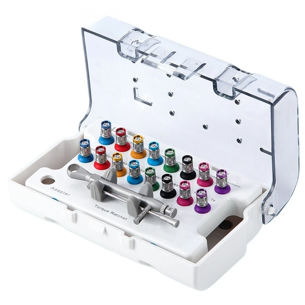 

Premium Lab Implants Torque Screw Driver Wrench 10-70N.cm 16 Pcs Drivers Dentistrys Universals Tools Kit Box