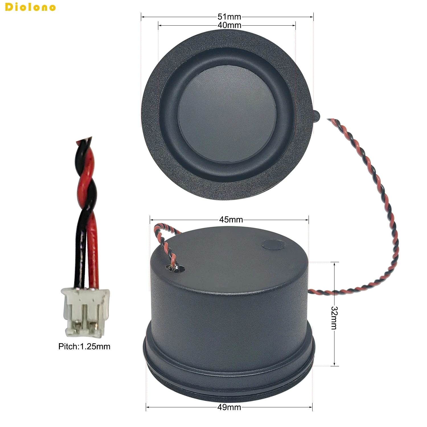 2 шт., 8 Ом, 3 Вт, 5132, аудиопортативный цилиндрический динамик, 16 мм, двойной неодимовый магнитный Bluetooth-динамик