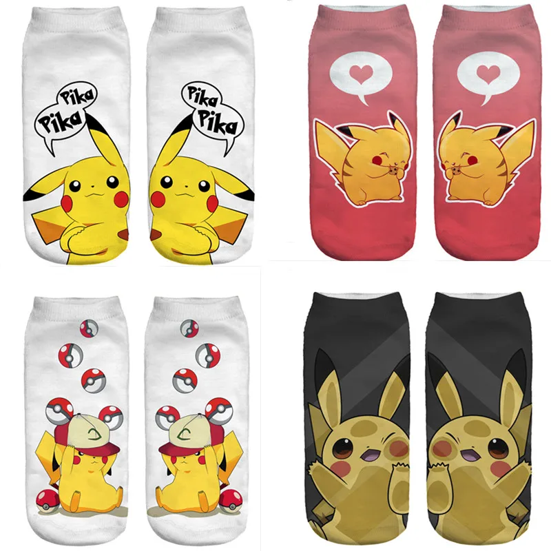 Nowy Pokemon Pikachu bawełniane skarpetki Pokemon Squirtle Charmander Bulbasaur Anime Cosplay męskie kobiety kostki bawełniane skarpety na prezent