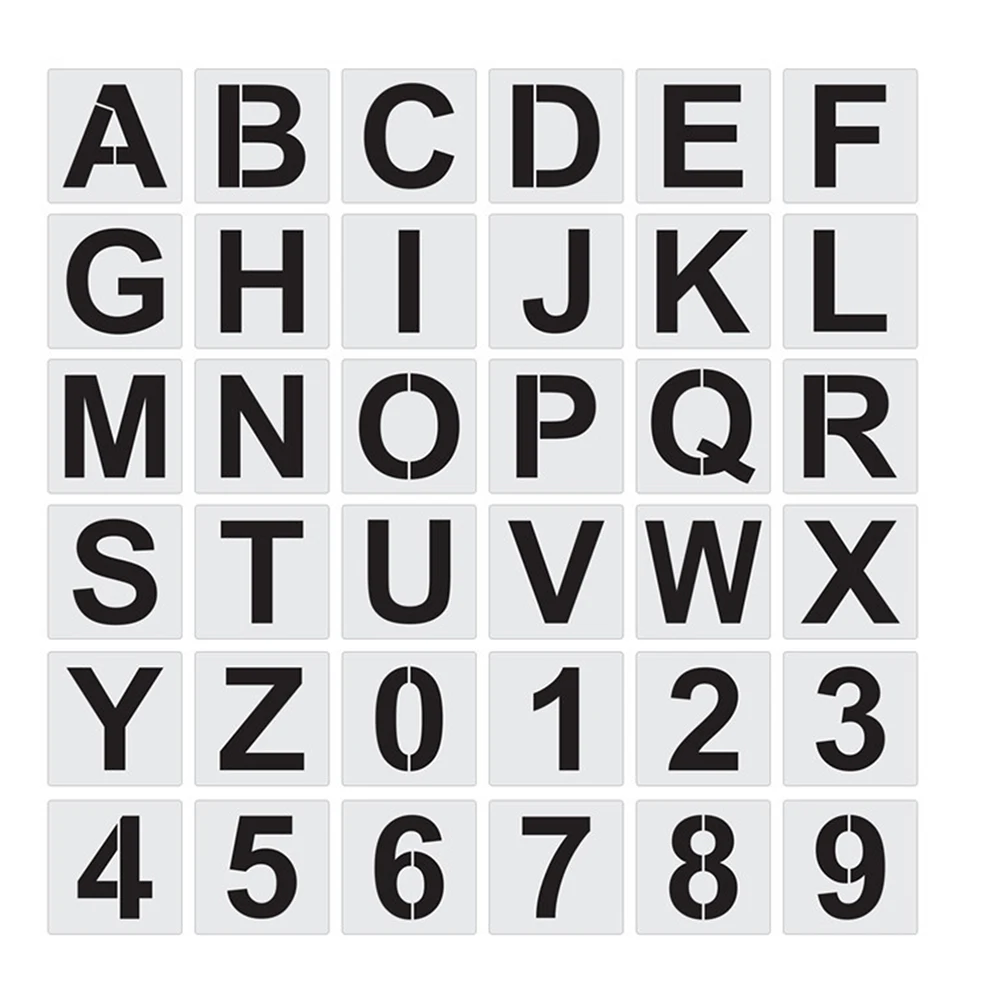 

36 Pcs Reusable Alphabet Stencils PET Waterproof Templates for Kids Crafts Decorative Letter Number Designs Supplies