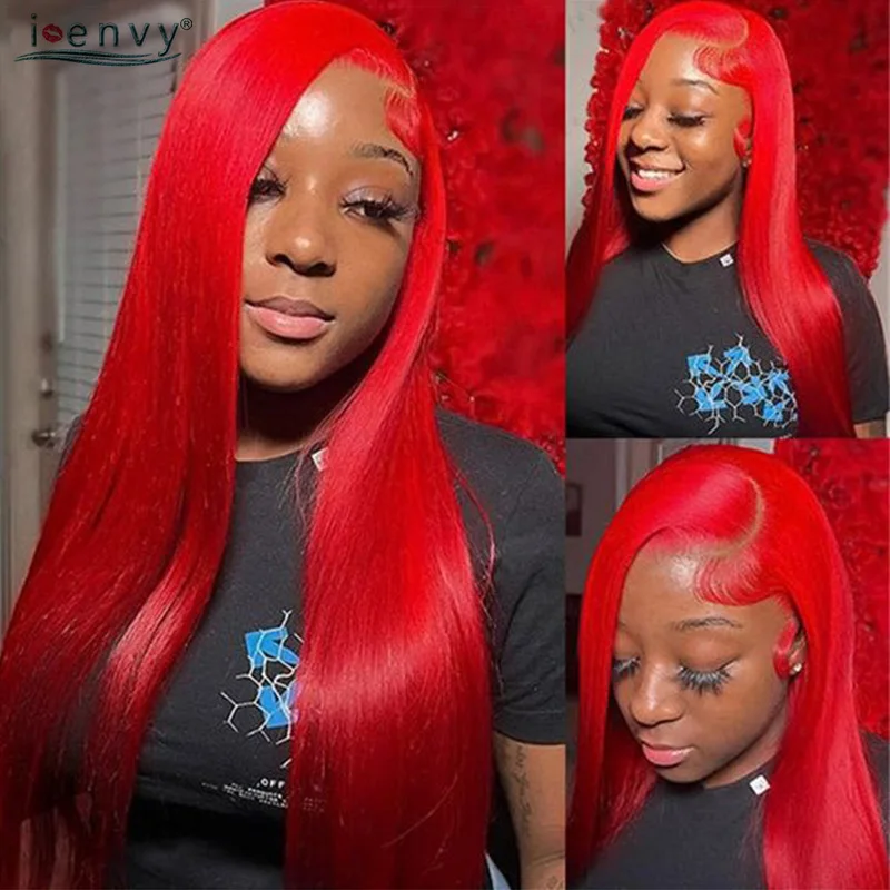 Cherry Red 13X6 Hd Lace Frontal Wig Human Hair Wigs Straight 99J Hd Transparent 13X4 Colored Burgundy Lace Front Wigs PrePlucked