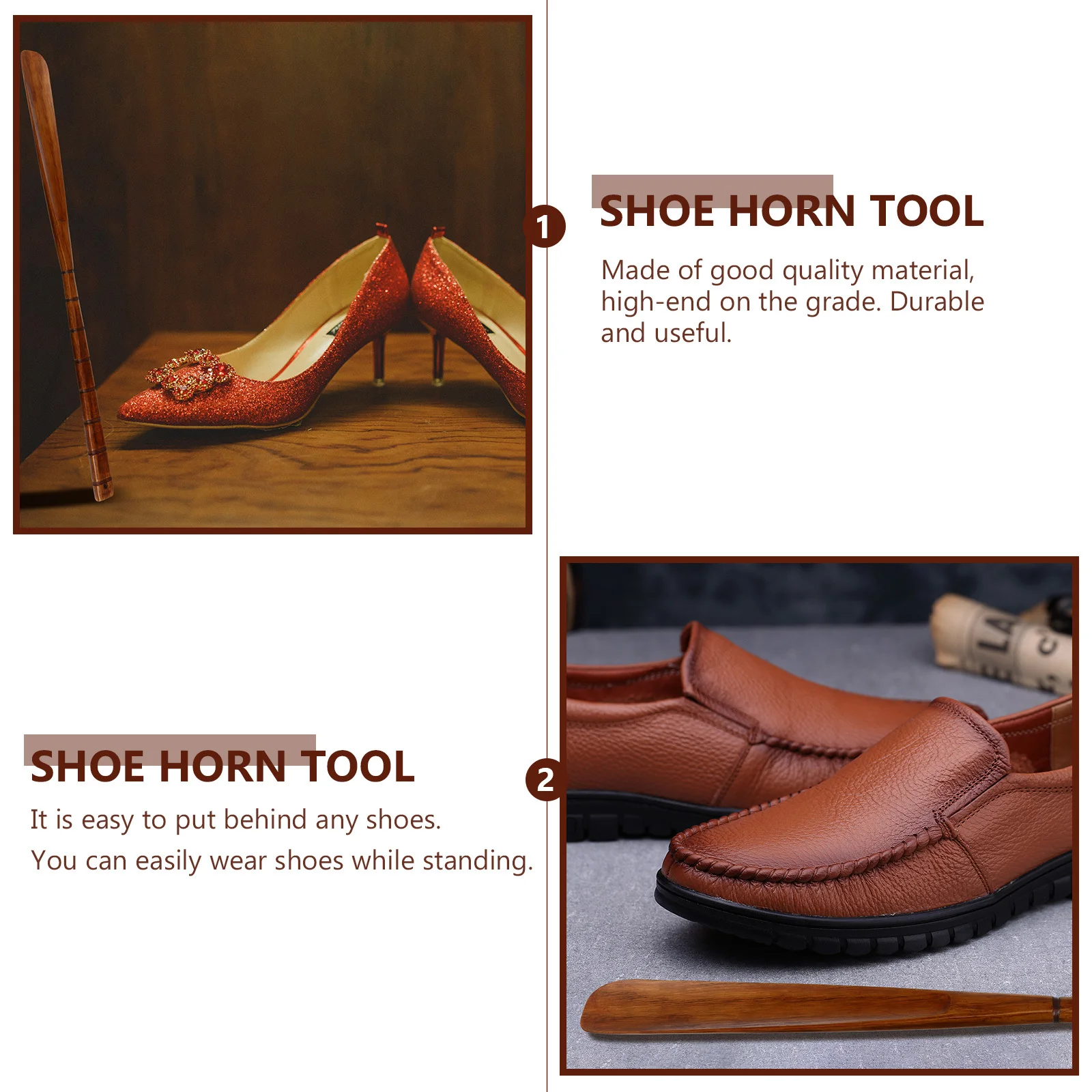 

1Pcs Long Handle Shoe Horn Wooden Smooth Surface Easy Wear Shoe Lifter Tool for Elderly Travel Home Convenient Shoehorn