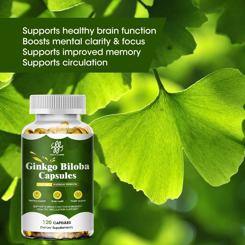 Natural Ginkgo Biloba Extra Supports Brain Function & Memory Support, Nootropic Brain Supplement, 120 Vegetarian Capsules