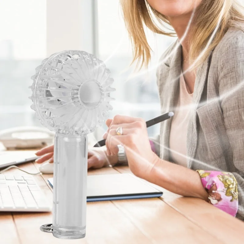 Mini Handheld Fan Transparent With Hook Quiet Small Pocket Fan 1200mAh Rechargeable Battery Operated Fan For Indoor Outdoor