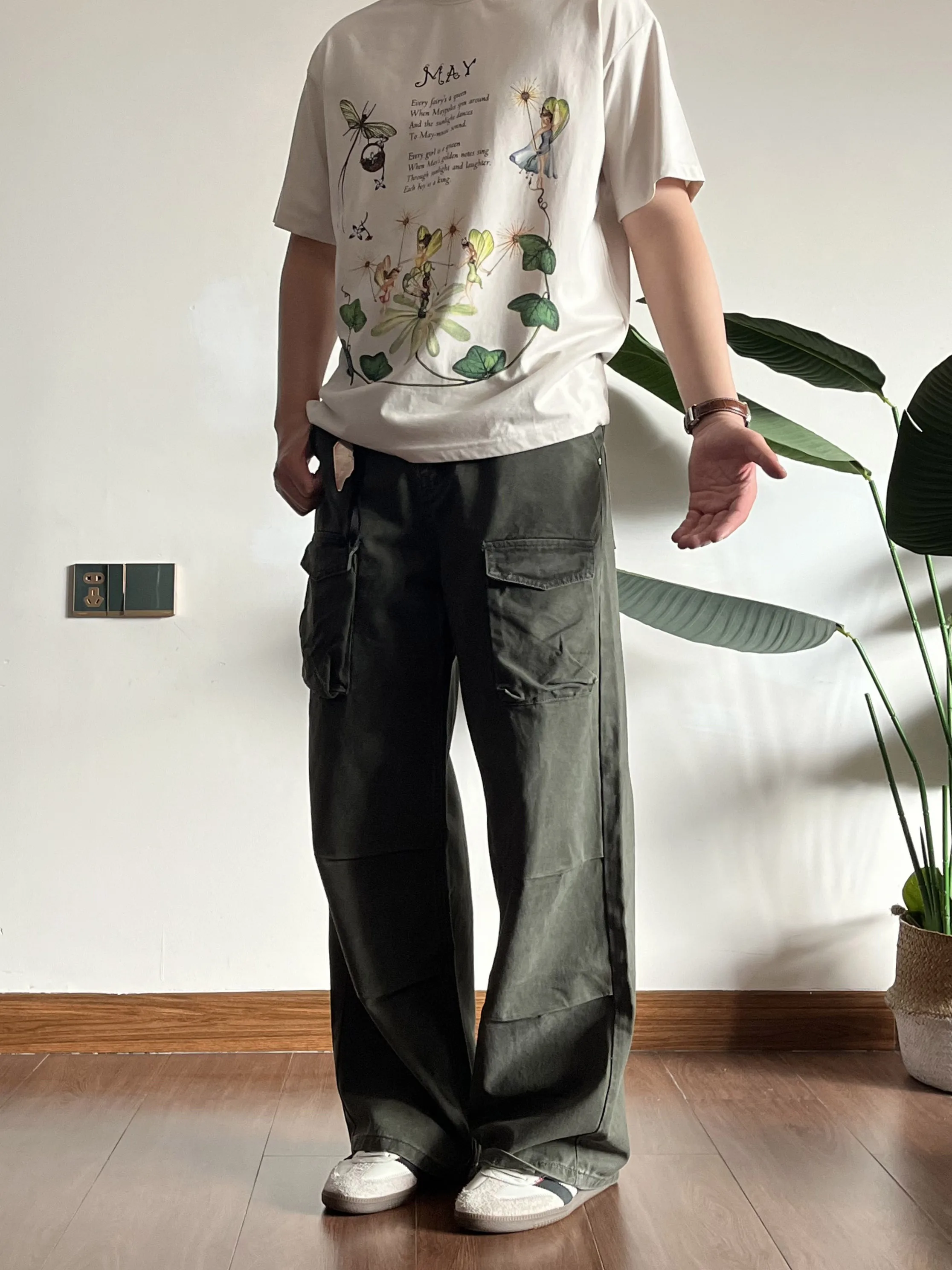 

Винтажные рабочие брюки в стиле милитари, прямые свободные повседневные длинные брюки для молодежи, всесезонные