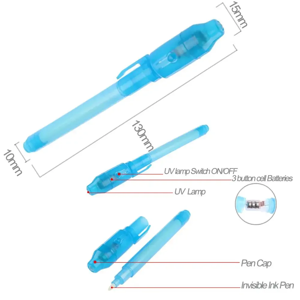 8 pièces/lot 2 en 1 stylo à lumière magique, stylo à encre Invisible, stylos à Message secret, pour dessiner une activité amusante, cadeau de fête pour enfants